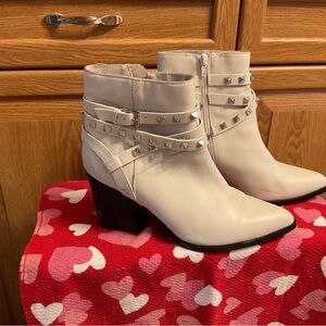 Steve Madden Studded White Ankle Boots